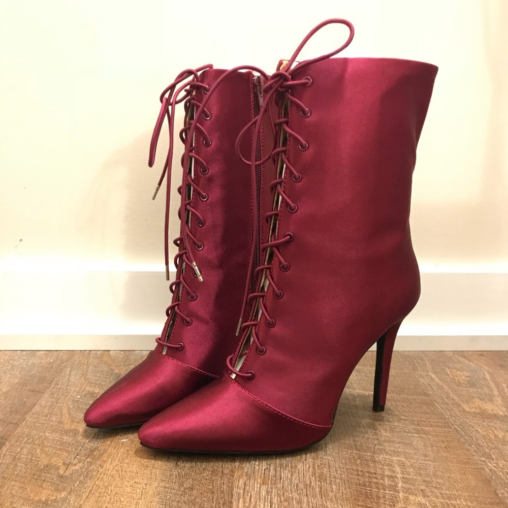 Maroon Lace Up Boots